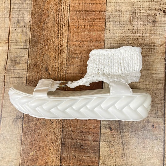 Women's 9.5 Woven Crochet Ankle Boho Island Platform Sandal Vacation Summer - Picture 1 of 10